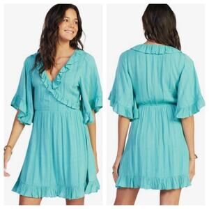 Roxy Dress NWT Second Look Bell Sleeve Faux Wrap Ruffled Mini Dress Women’s XL